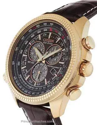 Citizen Eco-Drive Mens Perpetual Calendar Chrono - Rose Gold-Tone - Leather