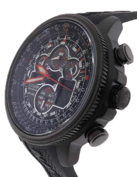 Citizen Eco-Drive Navihawk AT Mens Chrono - Black Dial&#44; Case & Rubber Strap