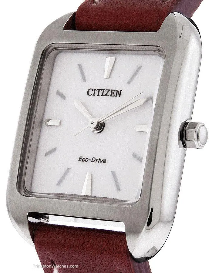 Citizen Eco-Drive Womens Chandler - Stainless Steel - Brown Strap - White Dial