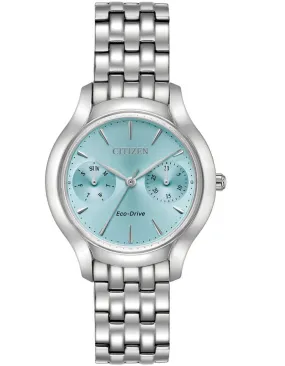 Citizen Eco-Drive Womens Silhouette - Stainless Bracelet - Blue Dial - Day/Date