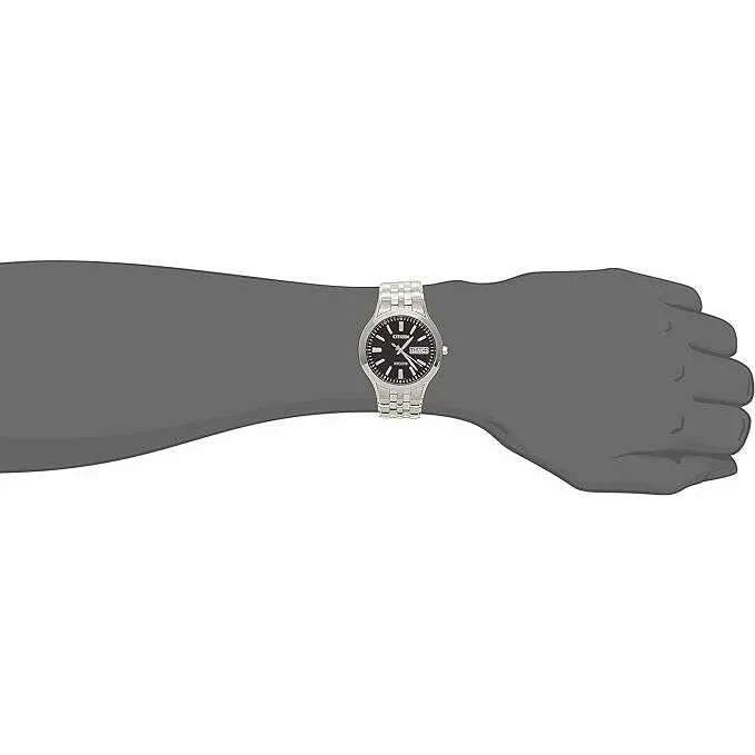 CITIZEN EXCEED ECO-DRIVE RADIO CONTROLLED DAY-DATE SILVER & BLACK MEN WATCH AT6000-52E