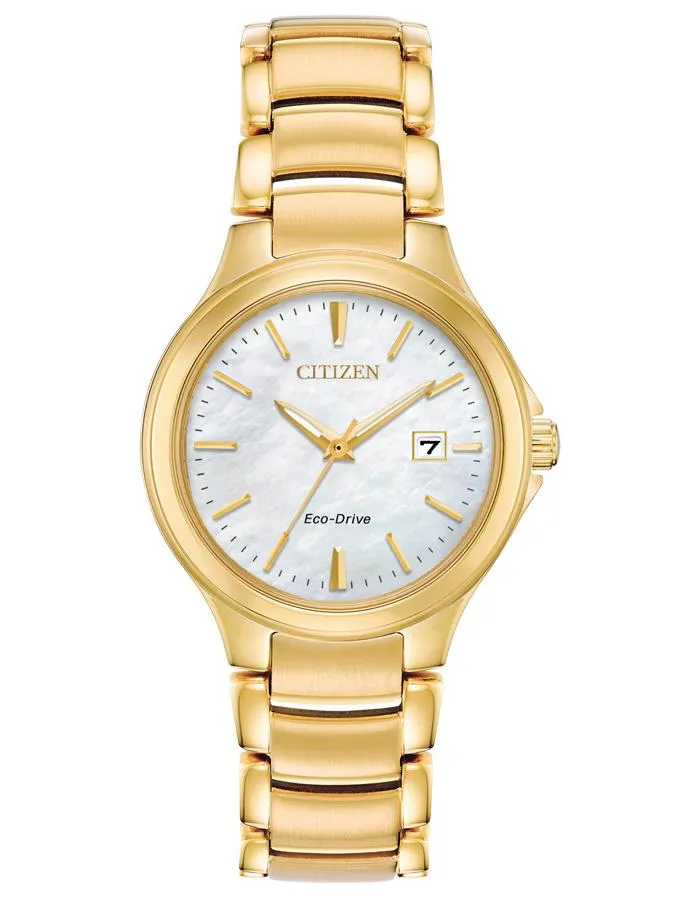 Citizen Ladies Eco-Drive Chandler Watch - Gold-Tone - MOP - Bracelet - Date