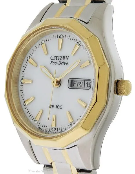 Citizen Ladies Eco-Drive WR100 - Two-Tone - White Dial - Day/Date