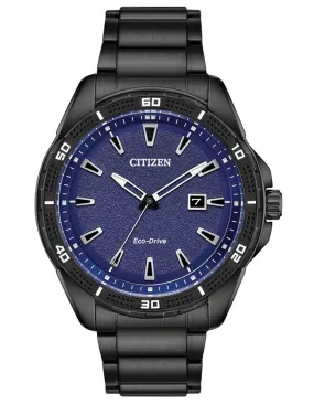 Citizen Mens DRIVE AR Watch - Black Metal - Blue Dial - Date - Bracelet