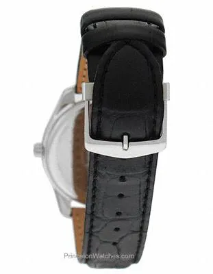 Citizen Mens Eco-Drive - Black Dial - Black Leather Strap - Stainless - Date