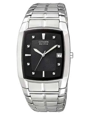 Citizen Mens Eco-Drive - Stainless Steel - Black Dial - Bracelet - Date