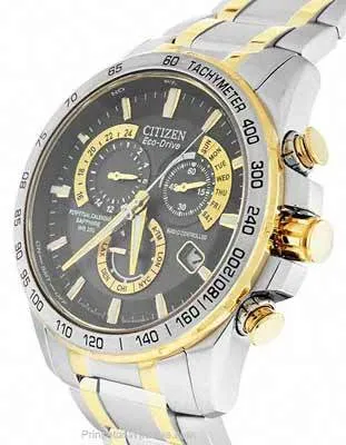 Citizen Mens Perpetual Chrono AT  - Two-Tone - Black Dial - 5 Time Zones