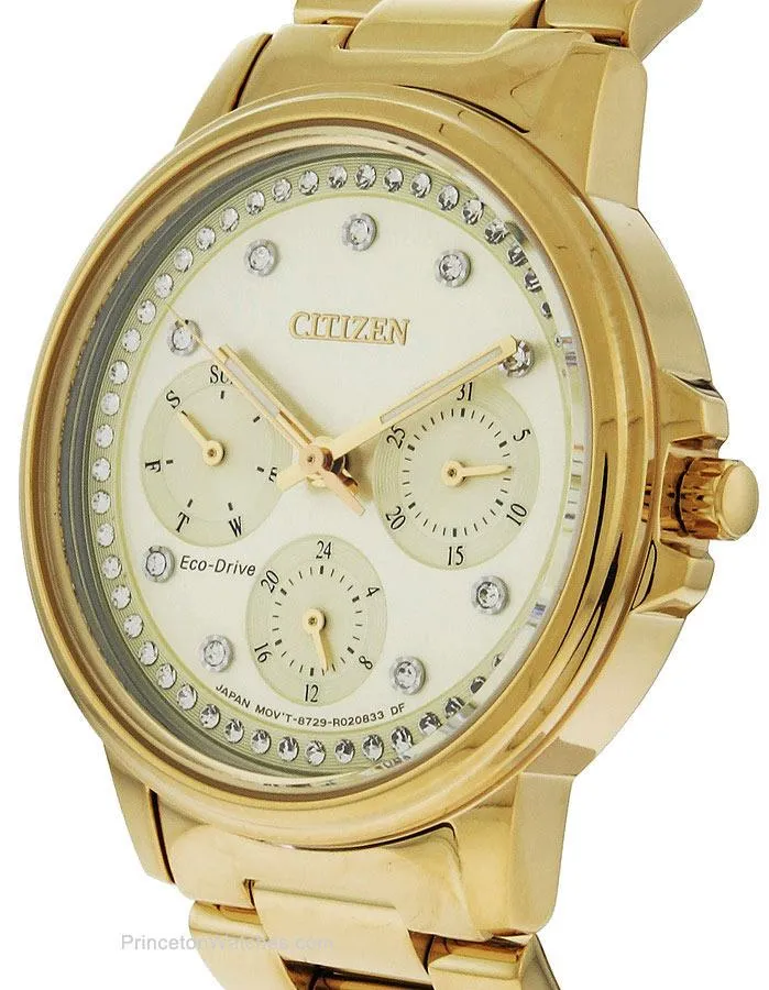 Citizen Womens Chandler Watch - Swarovski - Gold-Tone- Bracelet - Day/Date