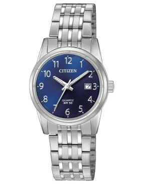 Citizen Womens Quartz Watch - Blue Dial - Stainless Steel Case & Bracelet - Date