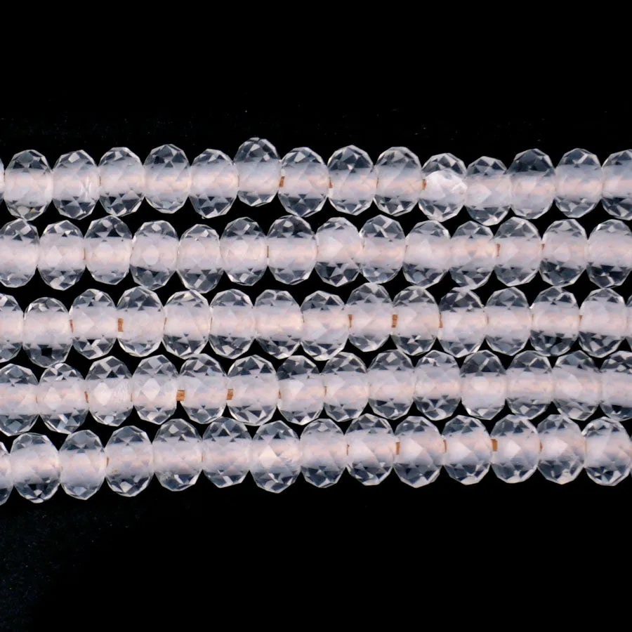 Crystal Quartz Natural 4X6mm Rondelle Faceted - Large Hole Beads