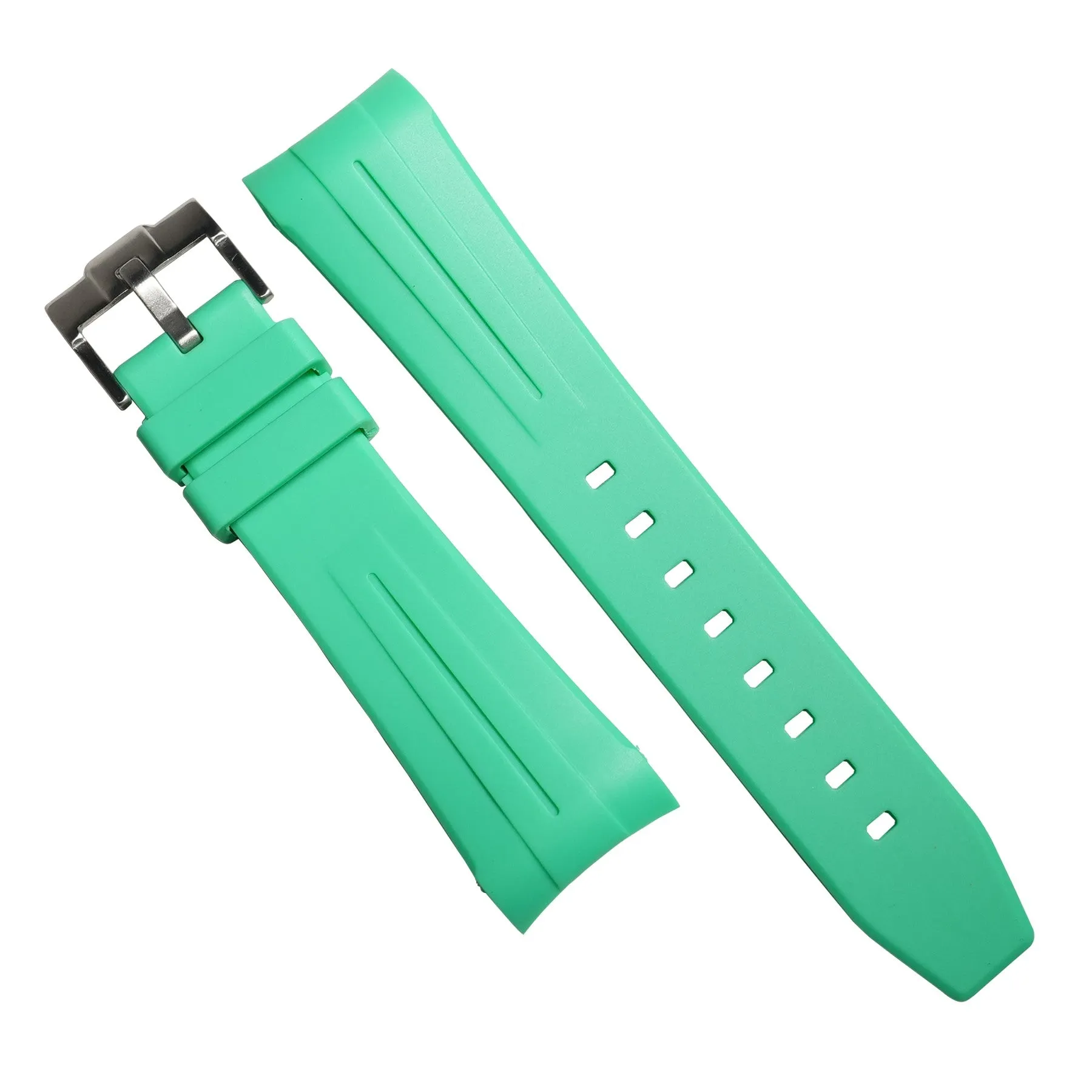 Curved End Rubber Strap for Blancpain x Swatch Scuba Fifty Fathoms in Green