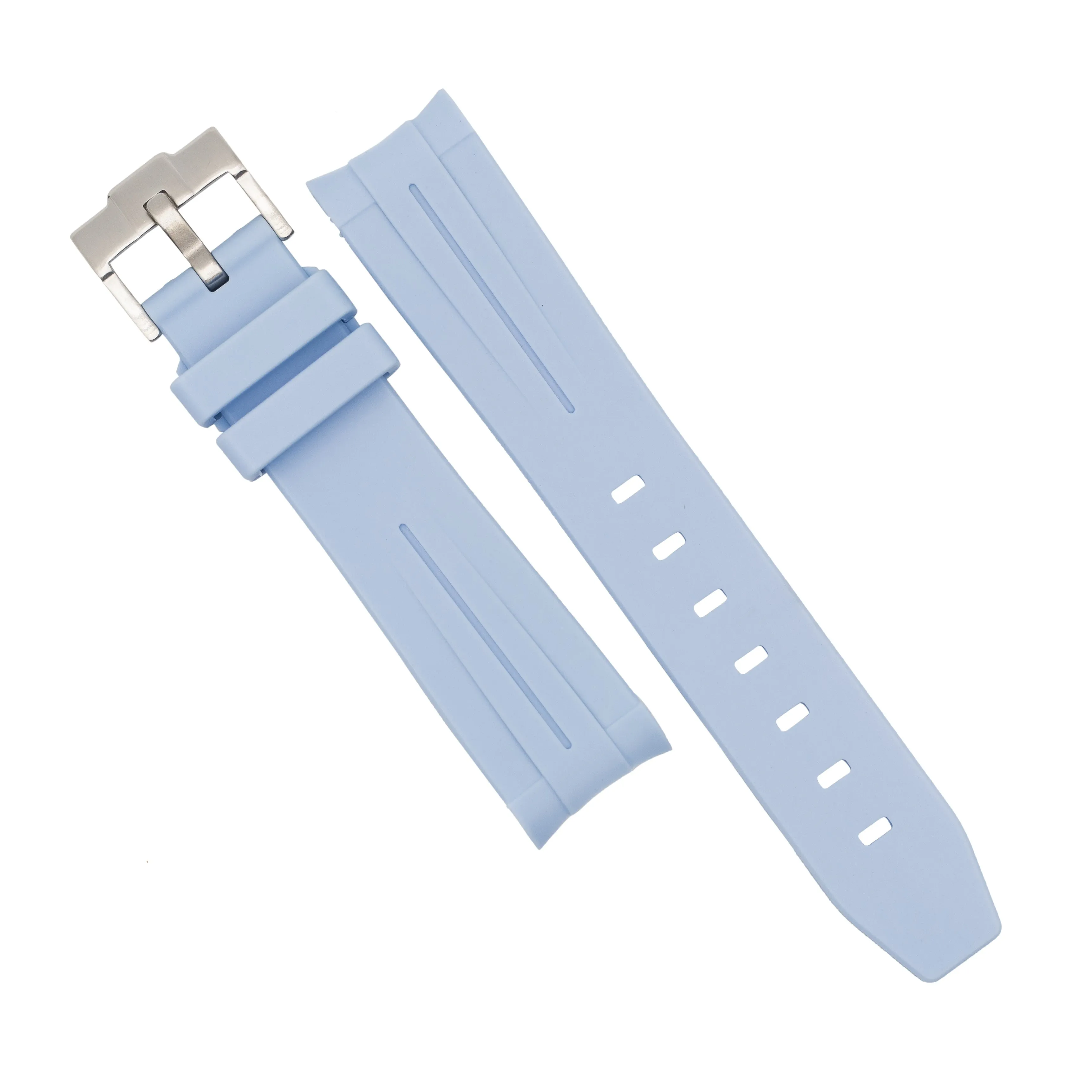 Curved End Rubber Strap for Omega x Swatch Moonswatch in Blue