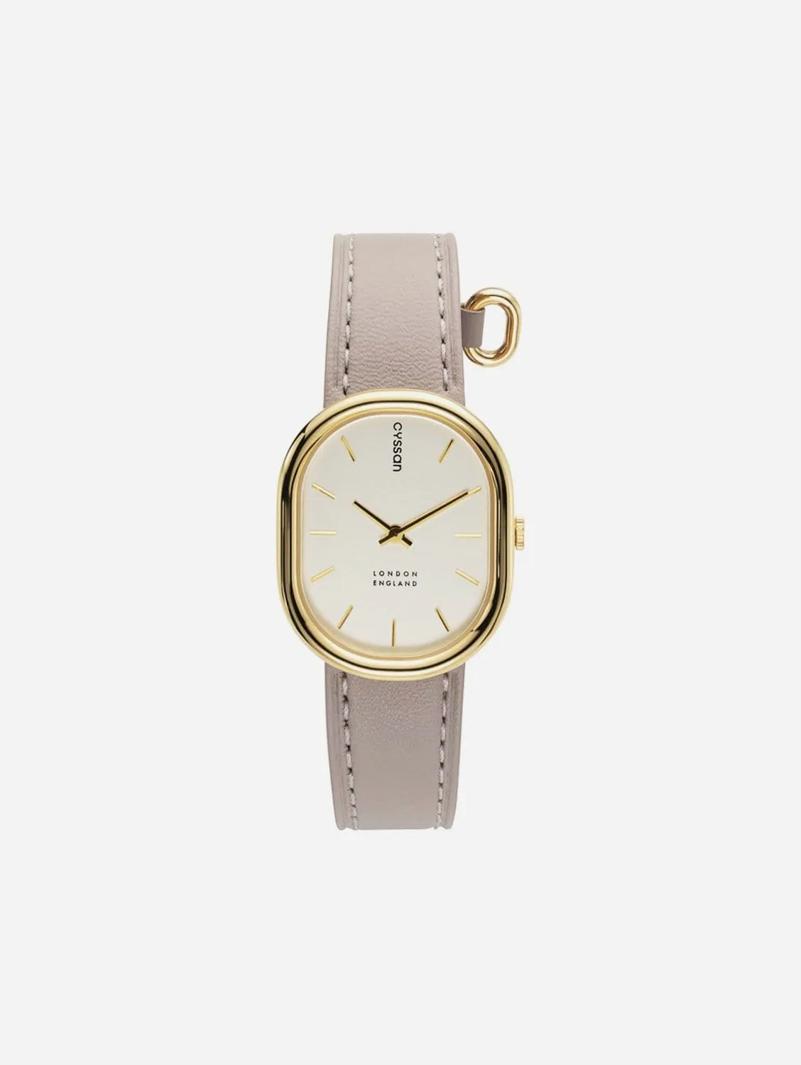 CYS5 Watch with White, Gold & Champagne Dial | Sand Vegan Leather Strap