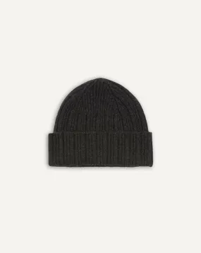 Drake's Lambswool & Angora Beanie / Dark Grey