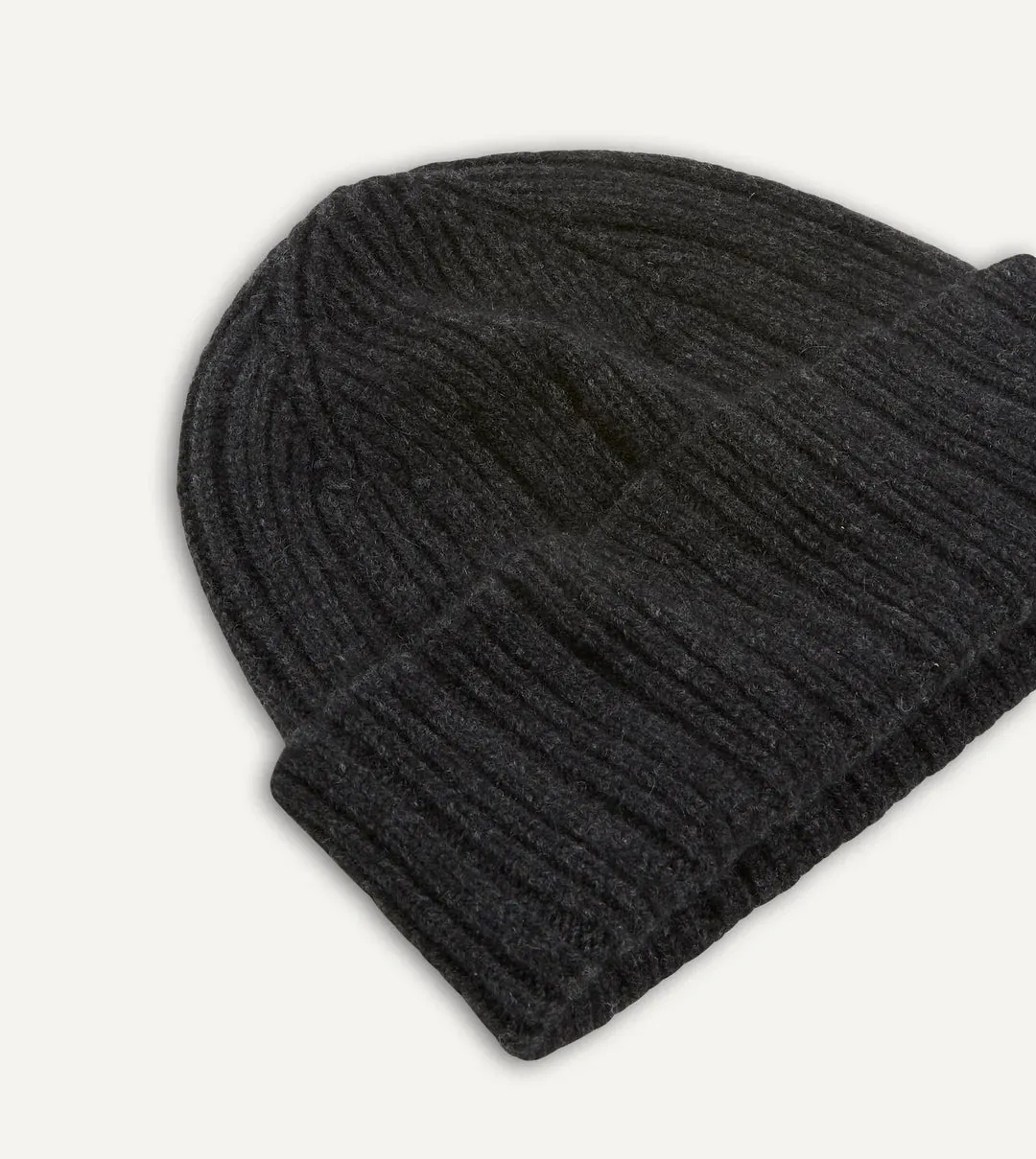 Drake's Lambswool & Angora Beanie / Dark Grey