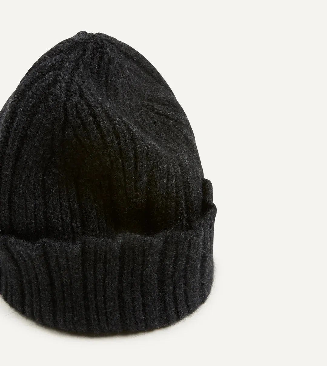 Drake's Lambswool & Angora Beanie / Dark Grey