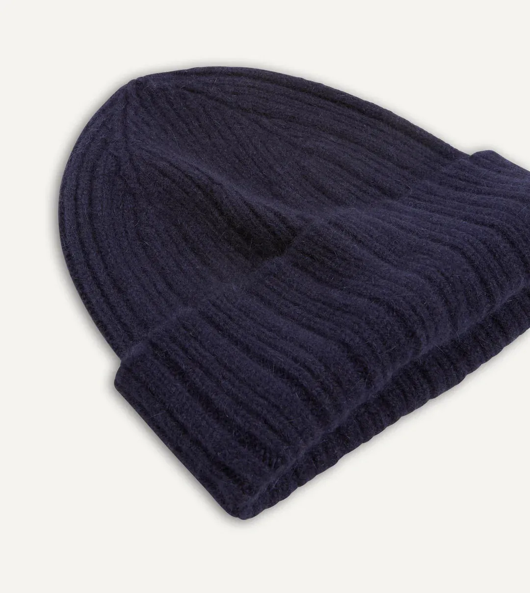 Drake's Lambswool & Angora Beanie / Navy