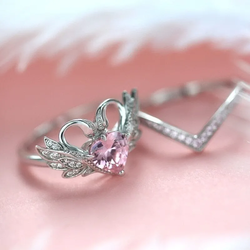 Elegant Beautiful Silver Color Heart Swan Ring