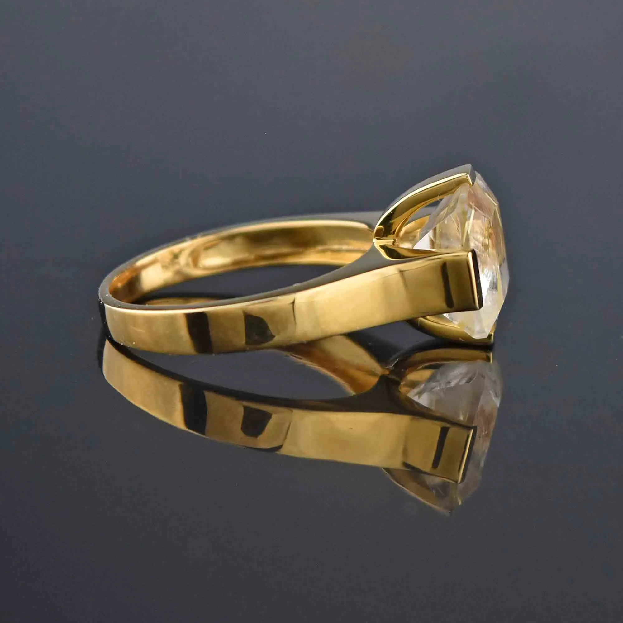 Estate 14K Gold Rutilated Quartz Ring, Sz 7.5