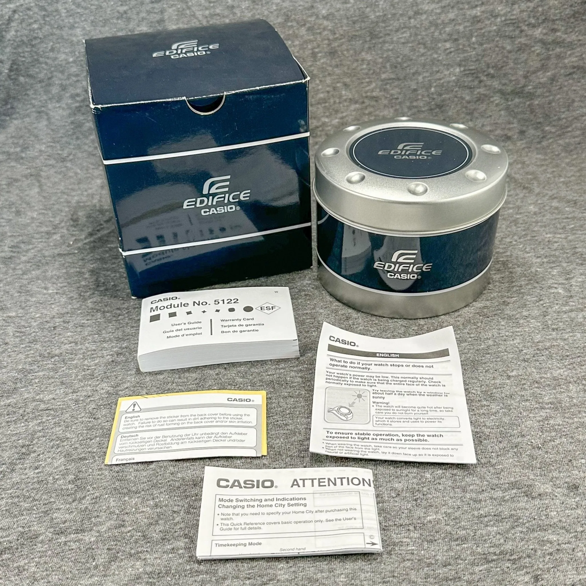 Estate Casio Edifice Outer & Inner Box w. Booklet EMPTY