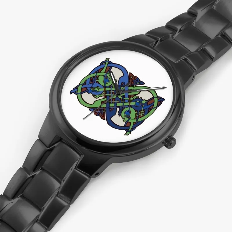 Exclusive Stainless Steel Quartz Watch - Celtic graphic style