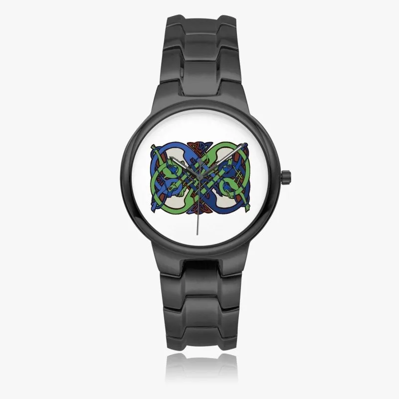 Exclusive Stainless Steel Quartz Watch - Celtic graphic style