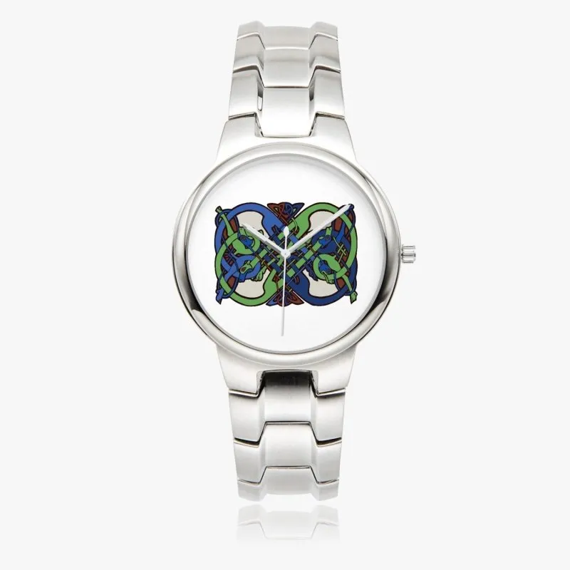 Exclusive Stainless Steel Quartz Watch - Celtic graphic style