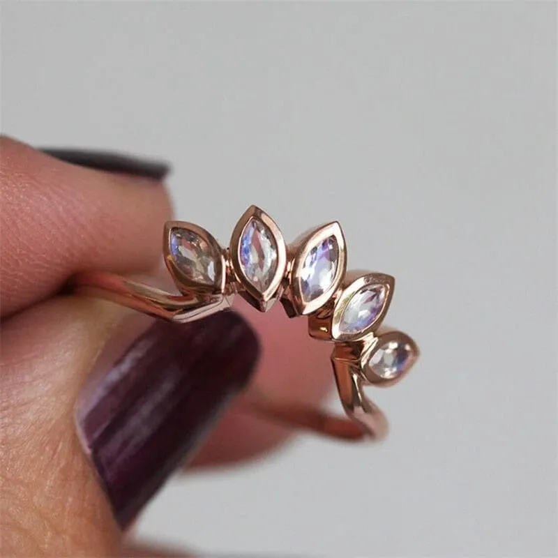 Exquisite Flower Moonstone Ring