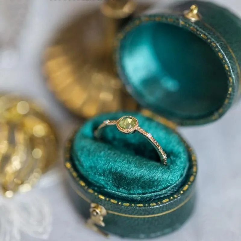 Fresh Green Peridot Crystal Adjustable Ring