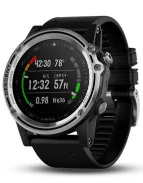 Garmin Descent MK1 Smart Dive Watch - Silver Sapphire - Black Silicone Band