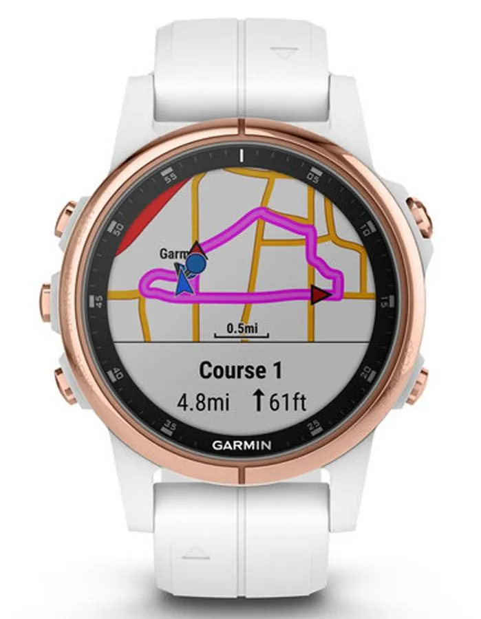 Garmin Fenix 5S Plus Sapphire Multisport Watch - Rose Gold-Tone - Carrera White