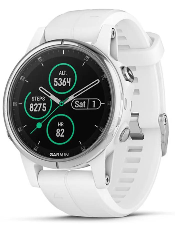 Garmin Fenix 5S Plus Sapphire Multisport Watch - Stainless Steel - Carrera White