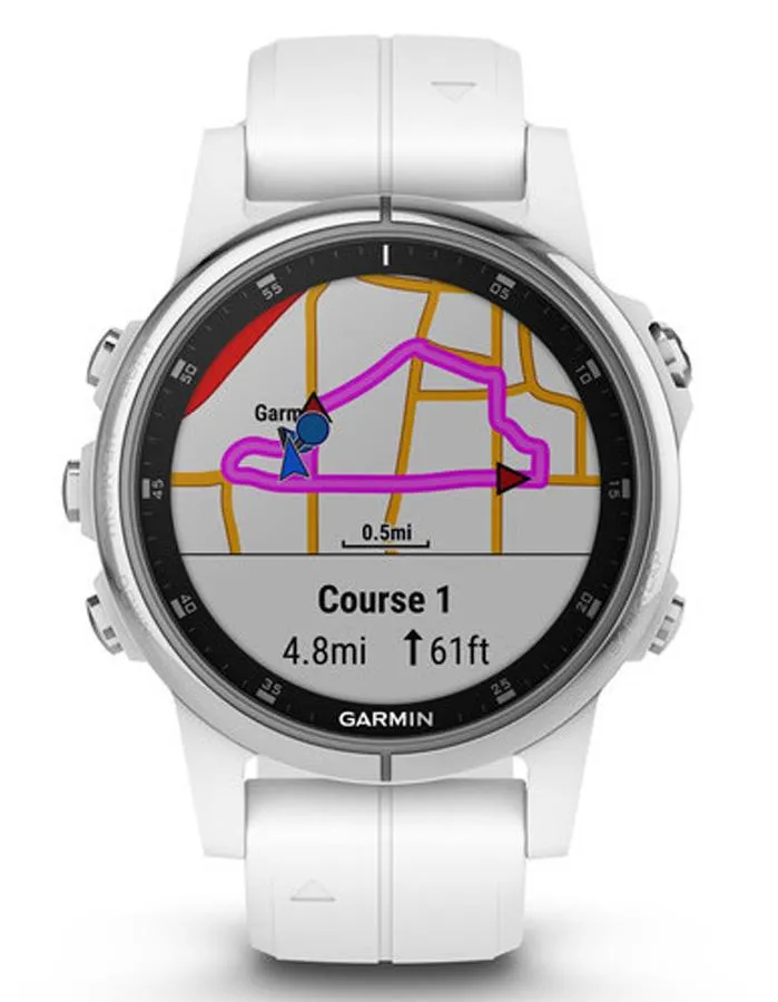 Garmin Fenix 5S Plus Sapphire Multisport Watch - Stainless Steel - Carrera White