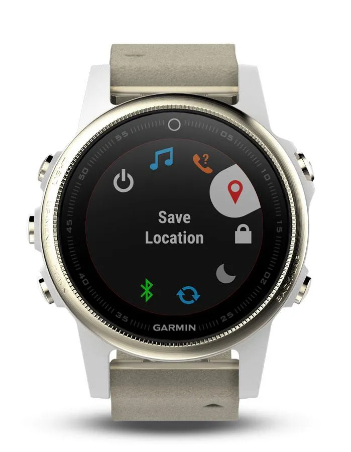 Garmin Fenix 5S Sapphire Smartwatch - Champagne- Suede Band - Wi-Fi-Enabled