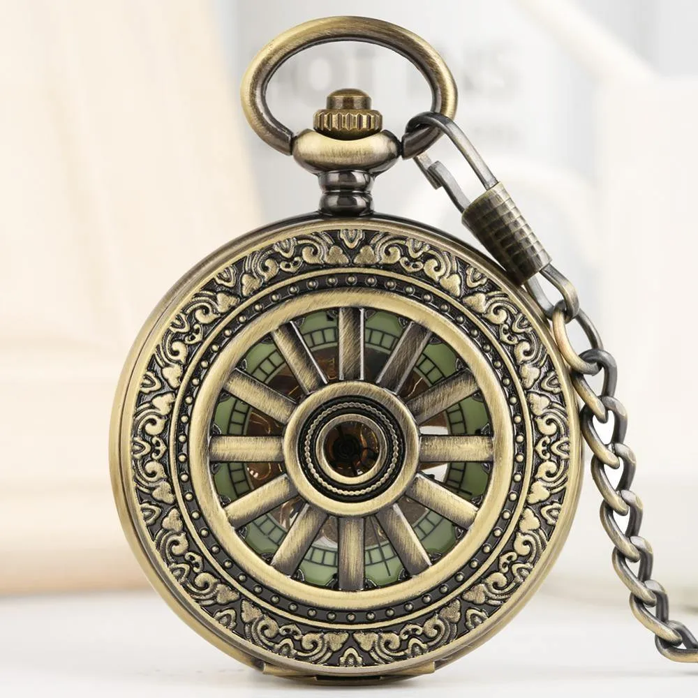 Glow In The Dark Hollow Mechanical Pocket Watch