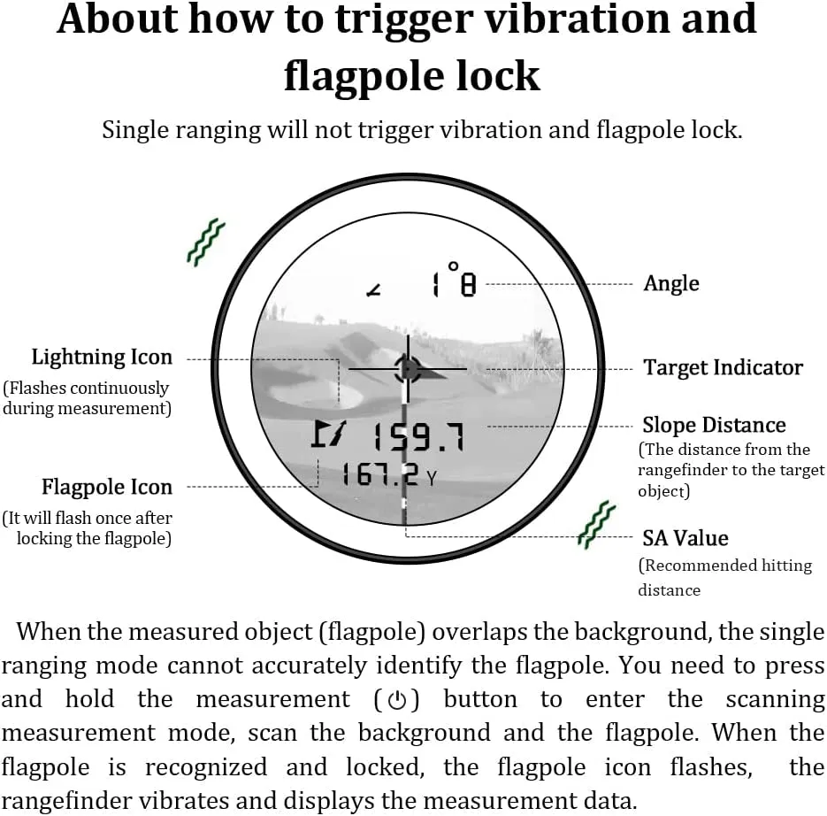 Golf Rangefinder with Slope and Pin Lock Vibration - 1000 Yards Laser Range Finder