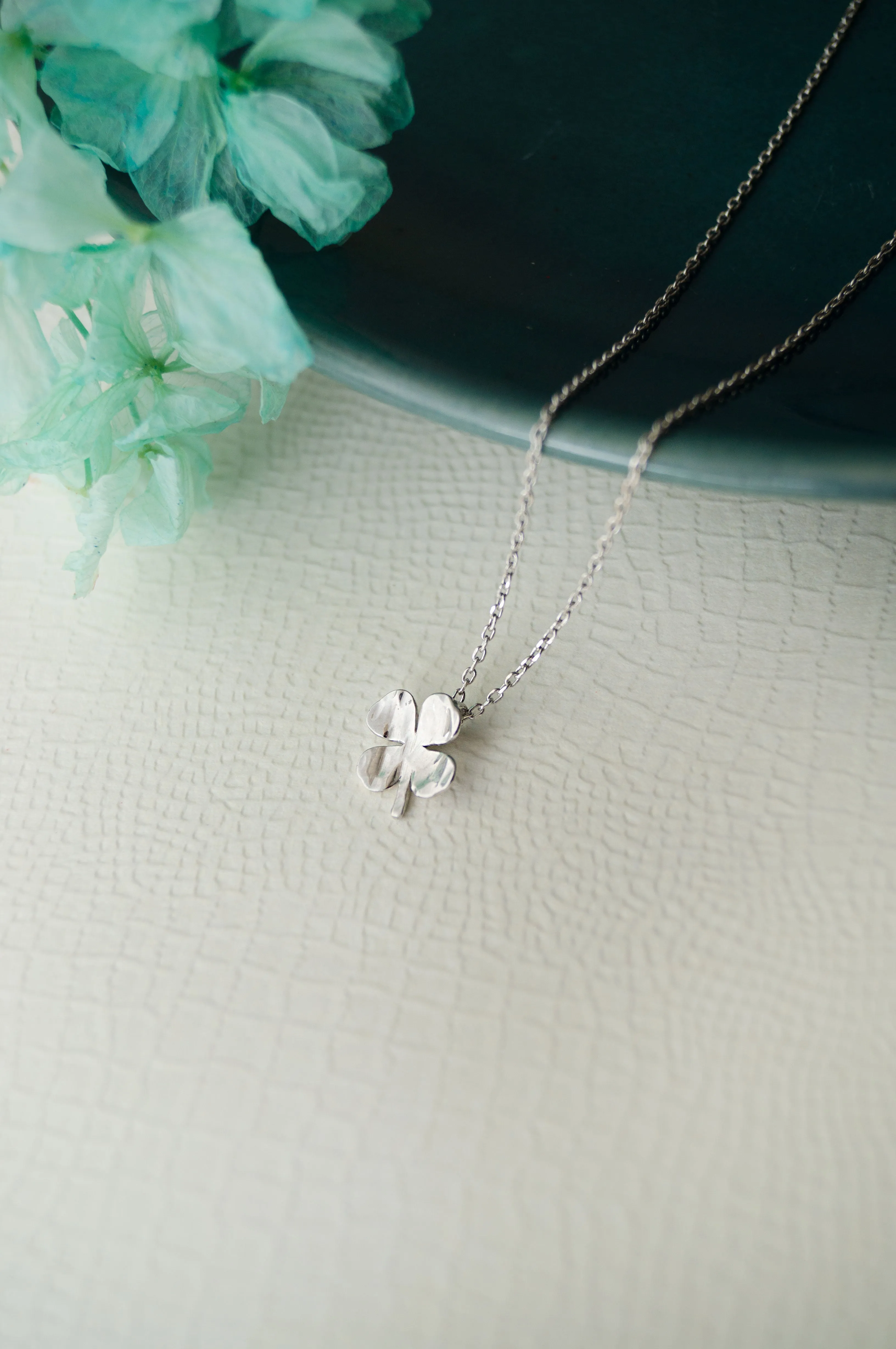 Good Luck Clover Sterling Silver Charm Pendant With Chain