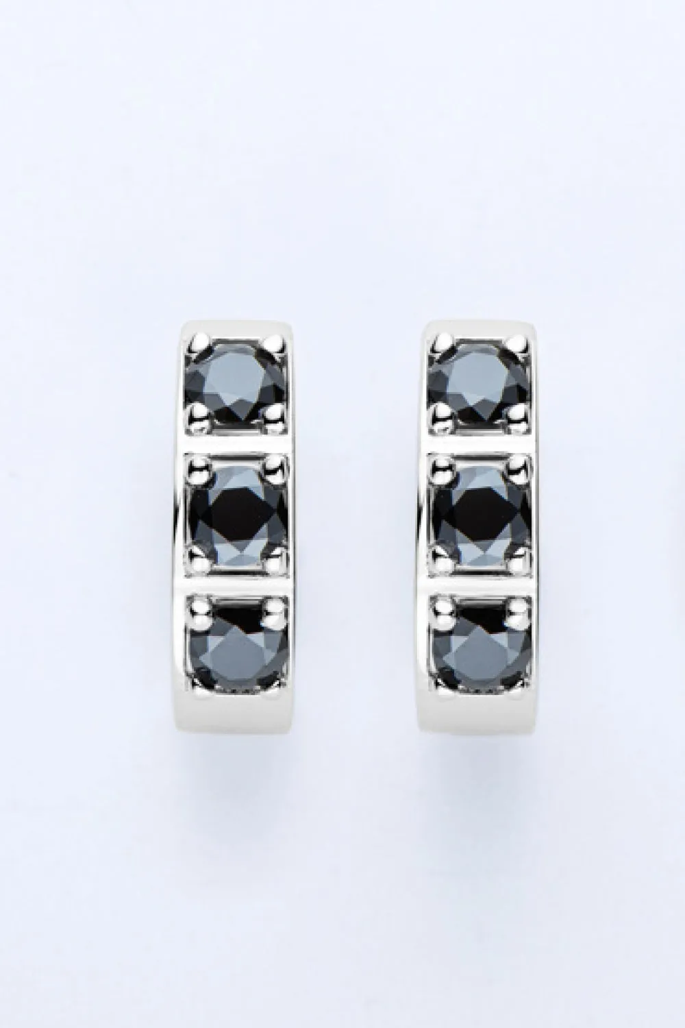 Inlaid Moissanite Huggie Earrings in Silver