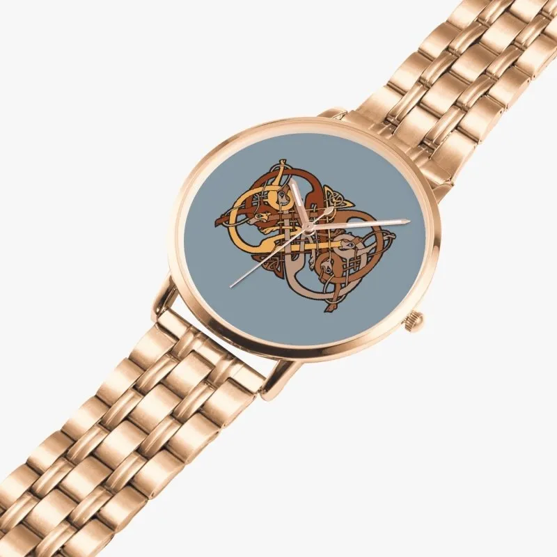 Instafamous Steel Strap Quartz watch - Celtic graphic style