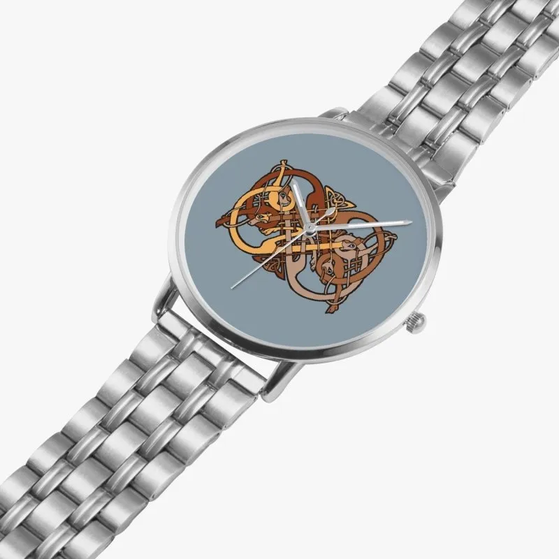 Instafamous Steel Strap Quartz watch - Celtic graphic style