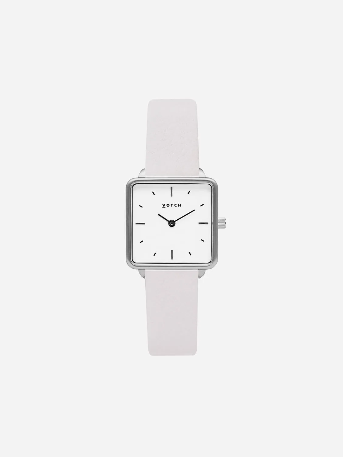 Kindred Watch with Silver & White Dial | Light Grey Vegan Leather Strap