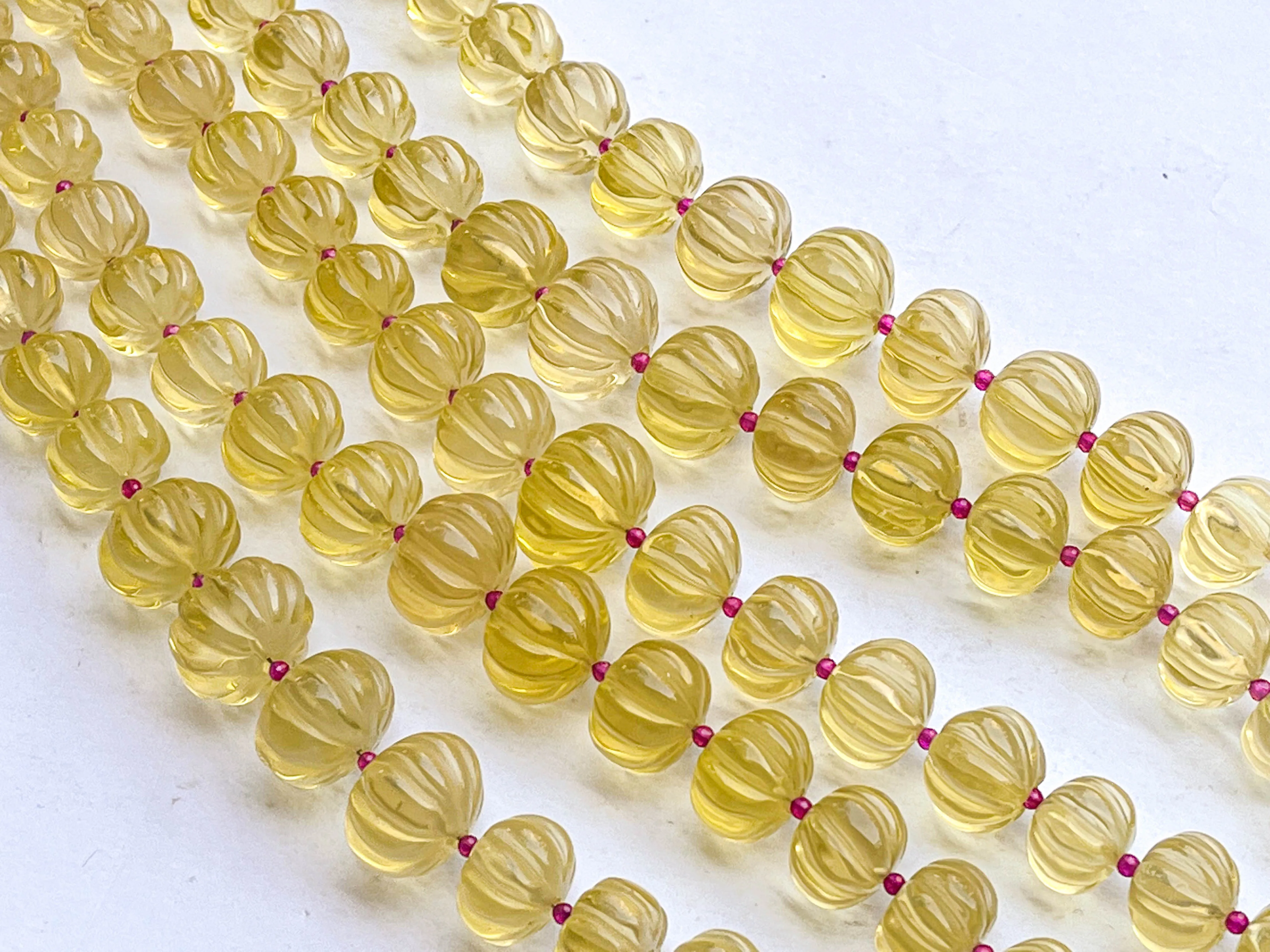 Lemon Quartz Carved Melons Shape Beads