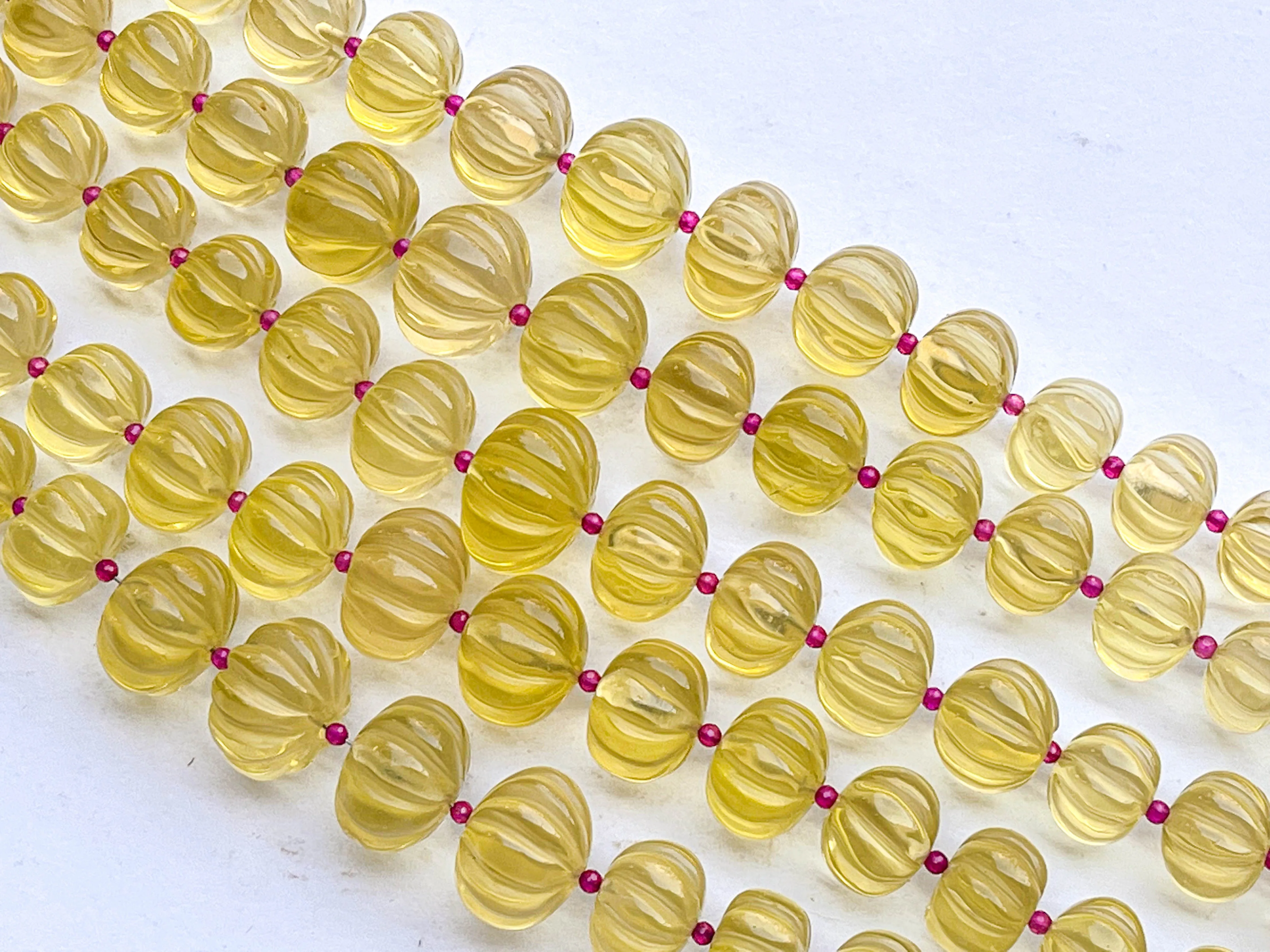 Lemon Quartz Carved Melons Shape Beads