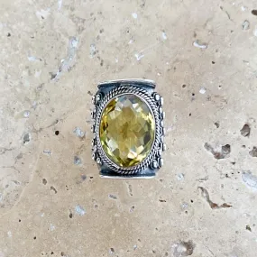 Lemon Quartz Oval Gemstone Ring - Mt Abu