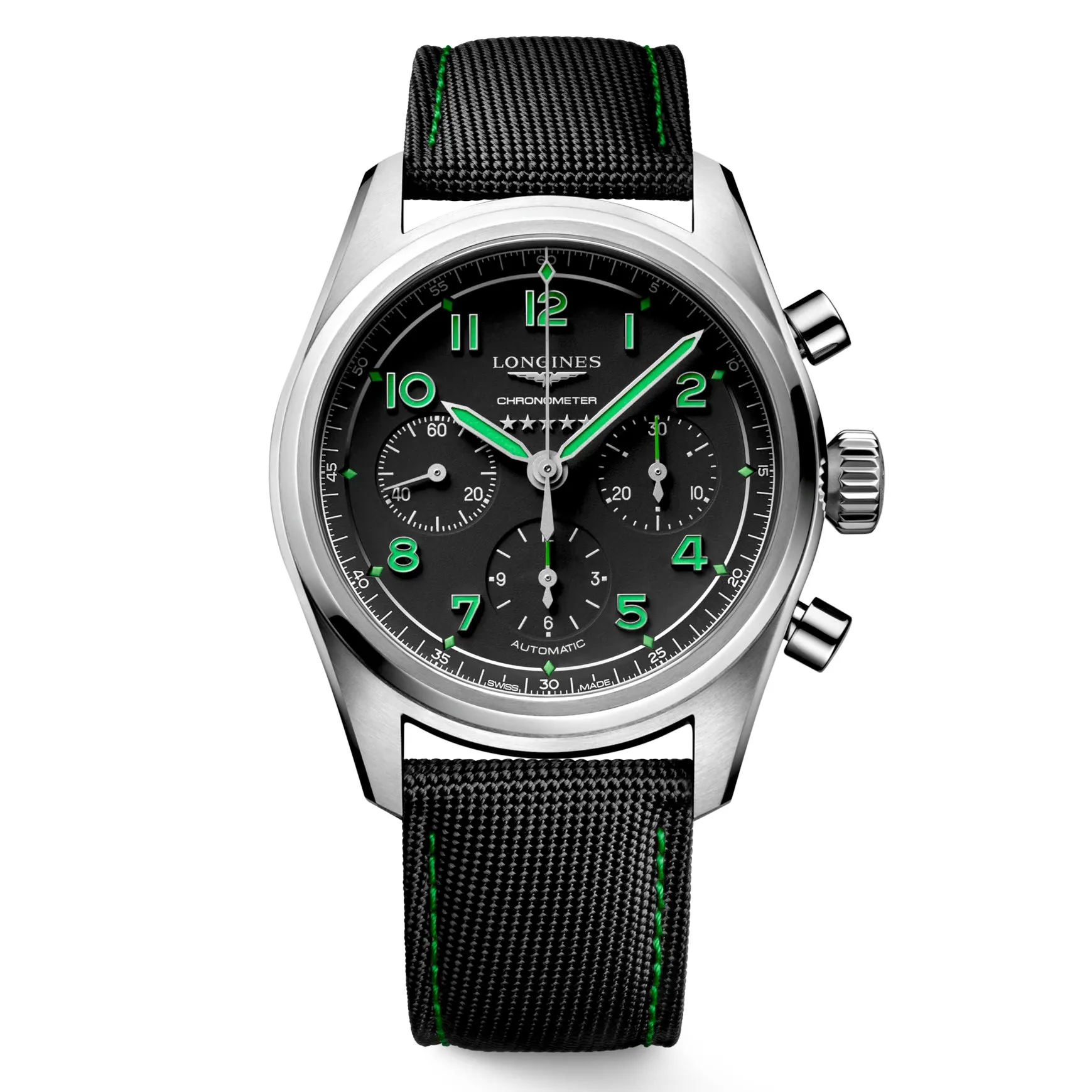 Longines Spirit 42MM Pioneer Edition Titanium Watch Black Green L38291532