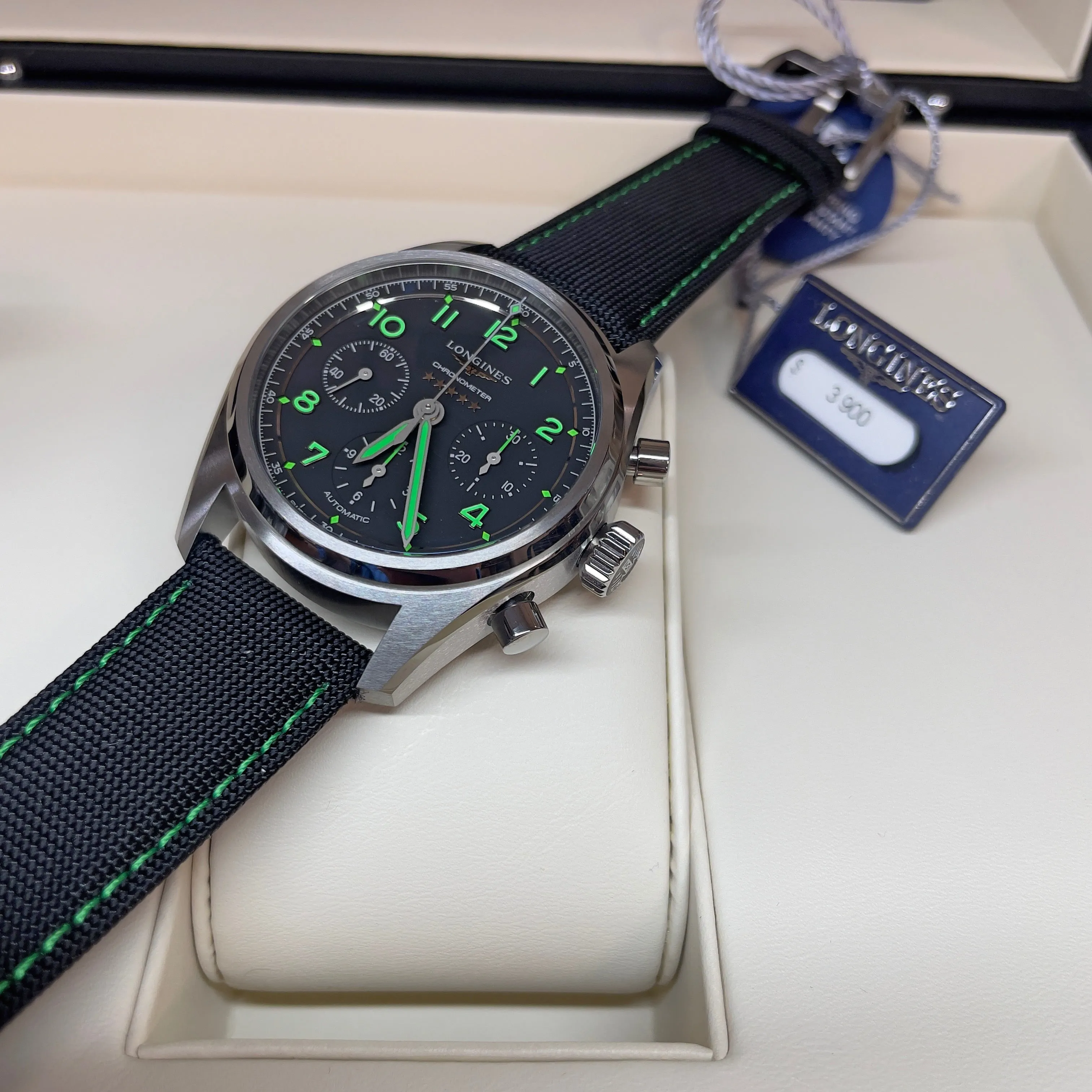 Longines Spirit 42MM Pioneer Edition Titanium Watch Black Green L38291532