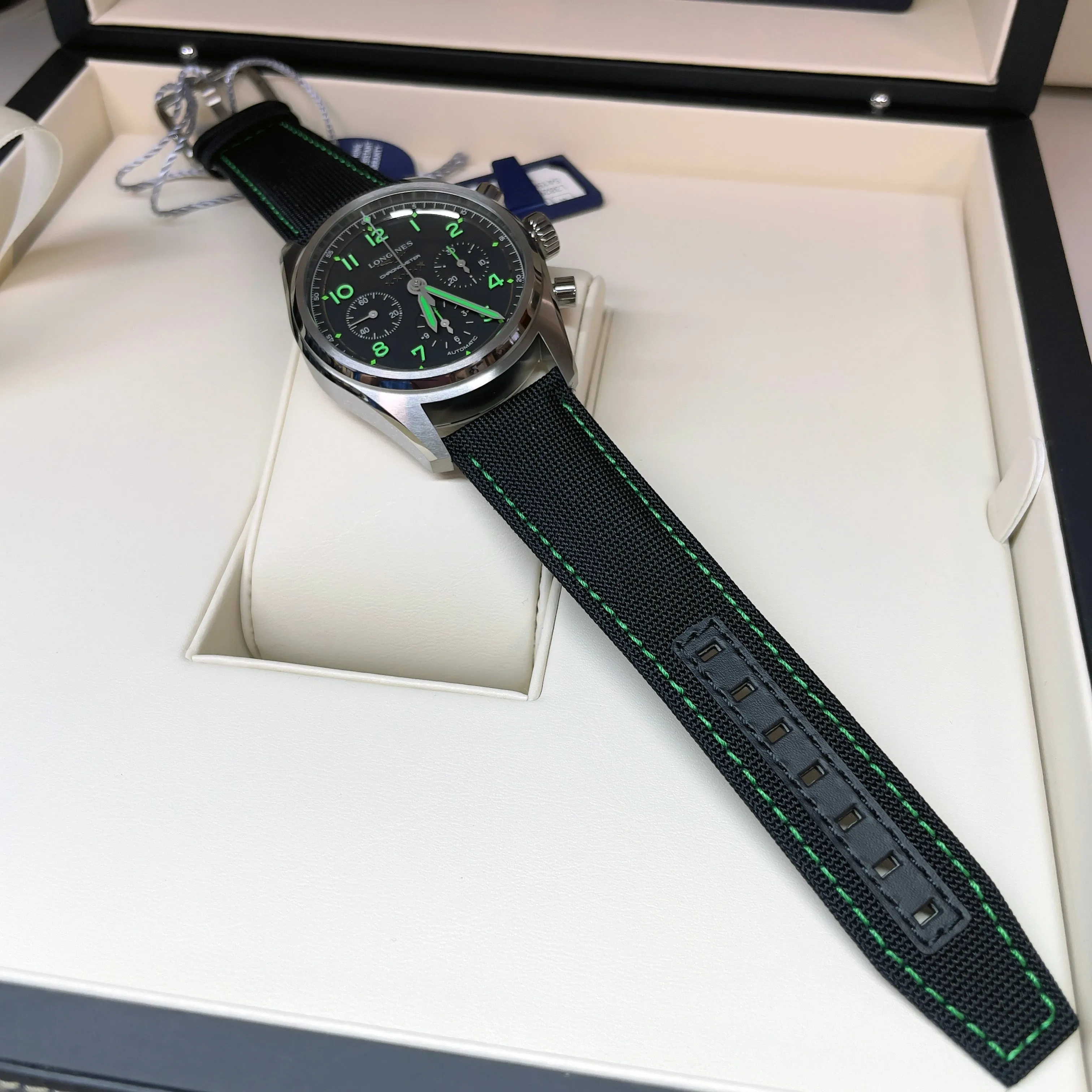 Longines Spirit 42MM Pioneer Edition Titanium Watch Black Green L38291532