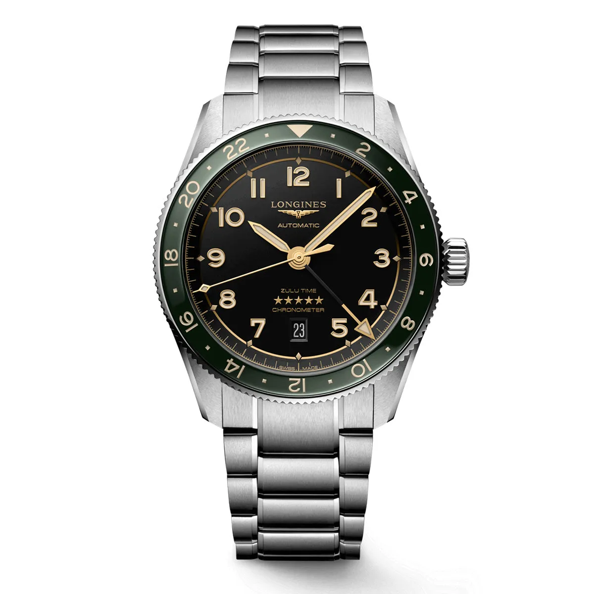 Longines Spirit Zulu 42MM Spirit Automatic Anthracite Dial Green Bezel Watch L38124636