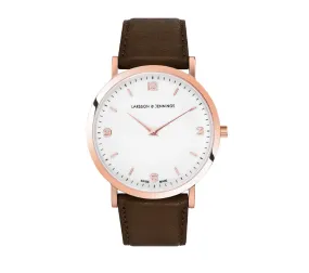 Lugano 38mm, Rose Gold Case, Brown Leather