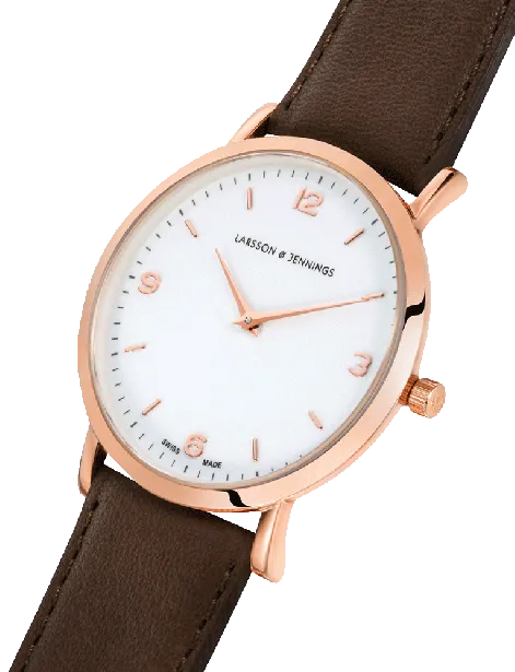 Lugano 38mm, Rose Gold Case, Brown Leather